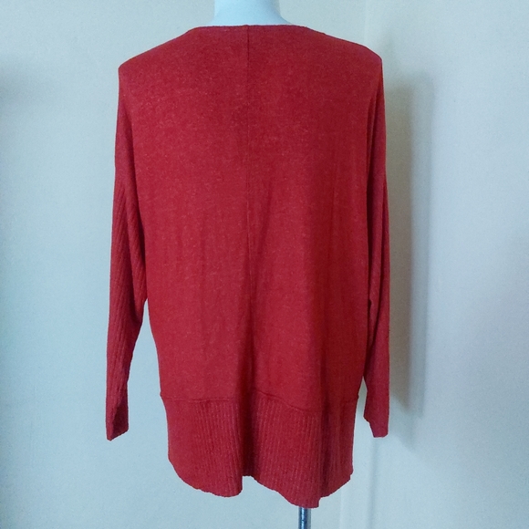 Per Se Womens Plus Size 2X Vibrant Red Coral Soft Long Sleeve Sweater - Picture 6 of 11